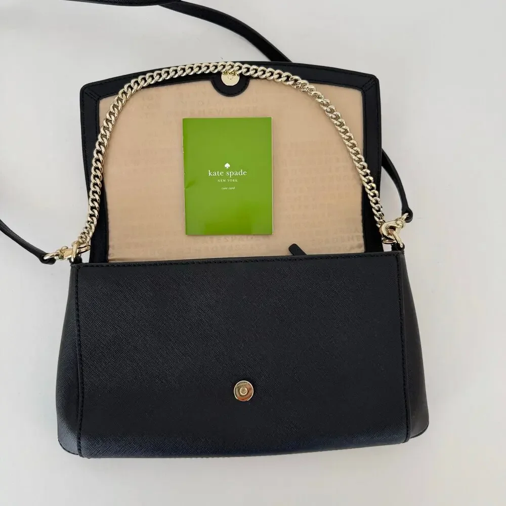 Kate Spade Saffiano Leather Laurel Way Greer Crossbody Bag Ivory/Black